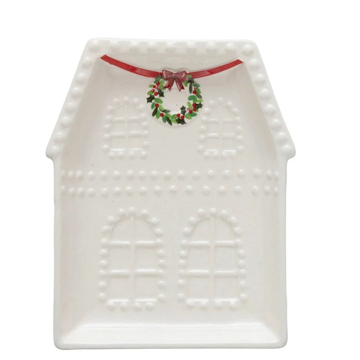 Embossed Stoneware House Plate, 3 Styles