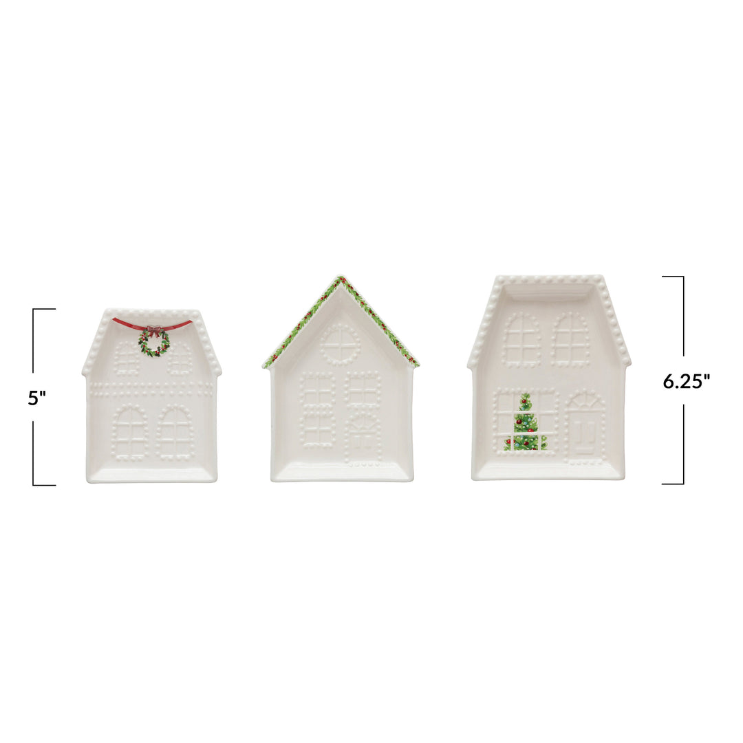 Embossed Stoneware House Plate, 3 Styles