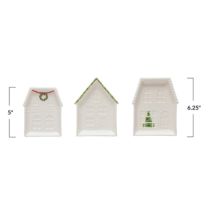 Embossed Stoneware House Plate, 3 Styles