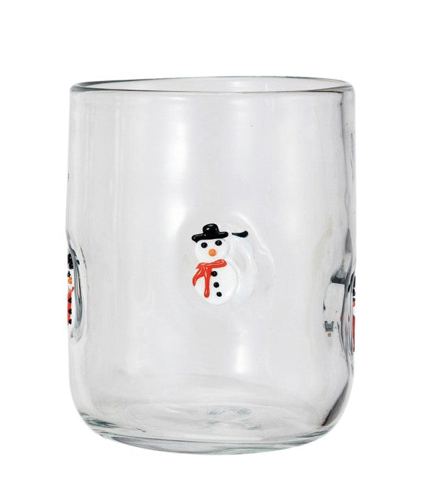 Drinking Glass w/ Embedded Holiday Icon Pattern, 4 Styles