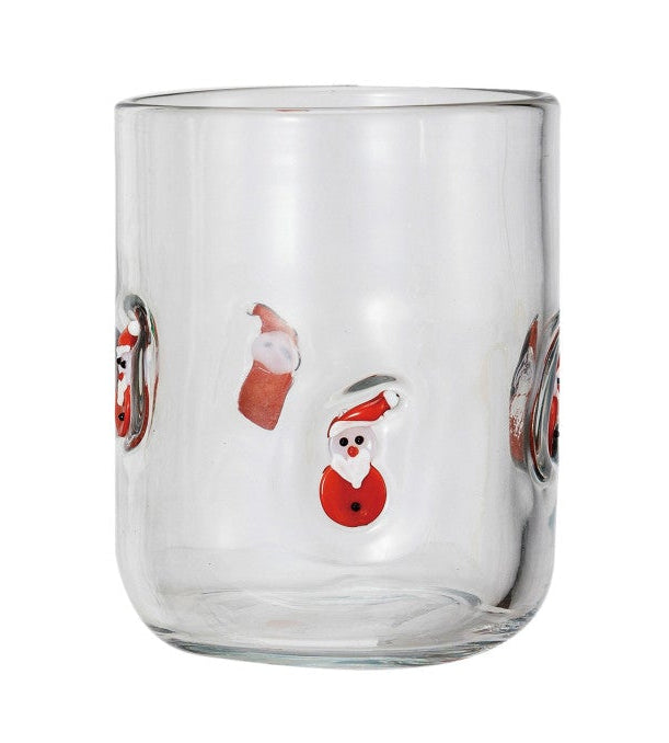 Drinking Glass w/ Embedded Holiday Icon Pattern, 4 Styles