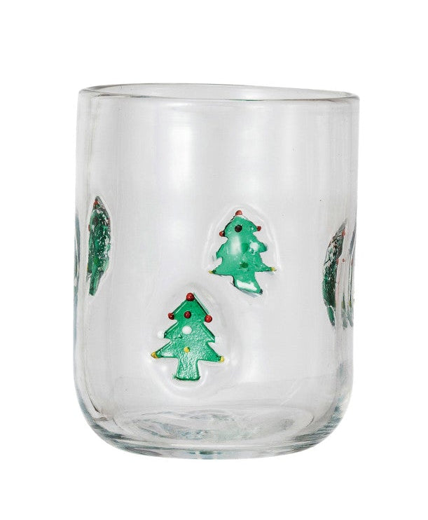 Drinking Glass w/ Embedded Holiday Icon Pattern, 4 Styles
