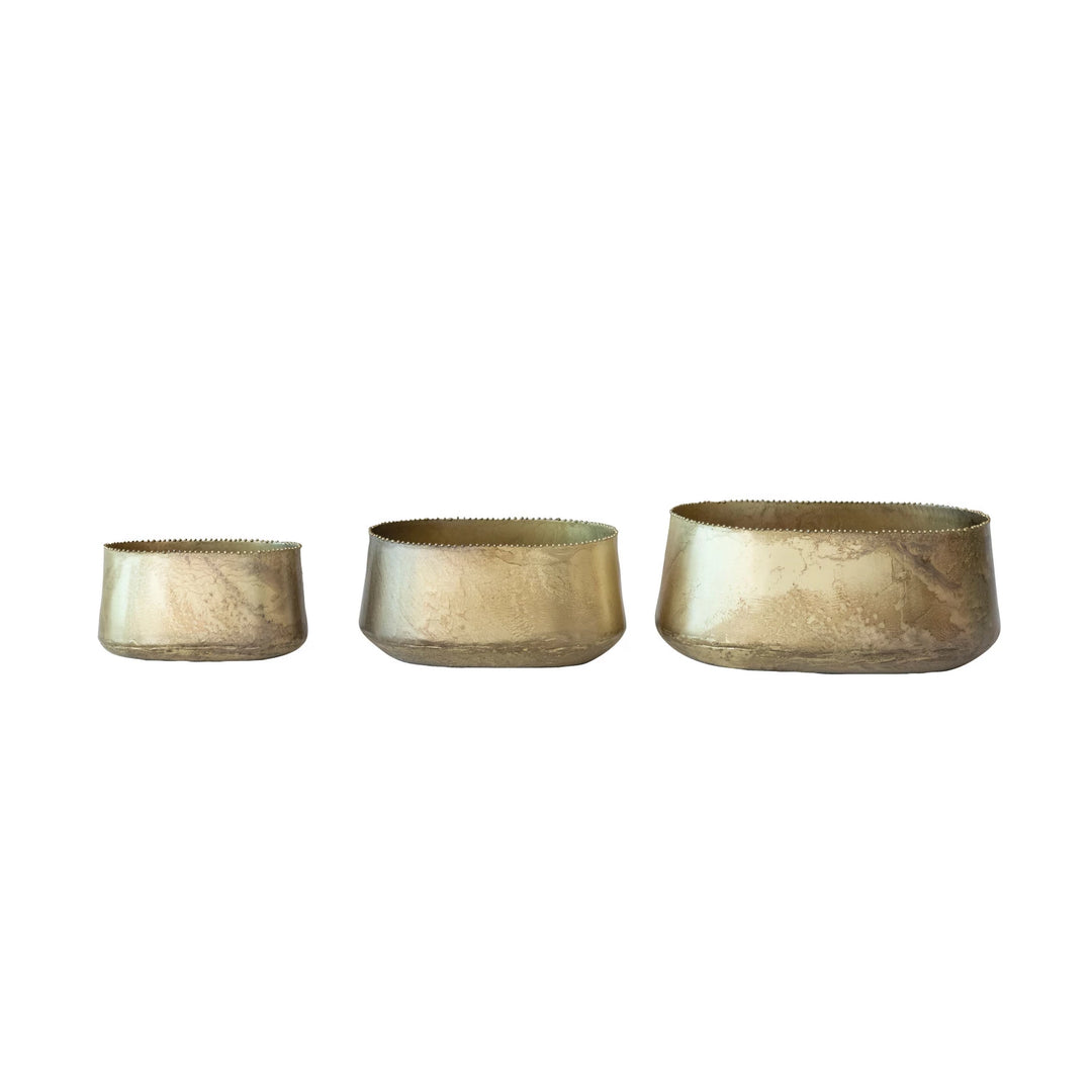Beaded Edge Brass Planters