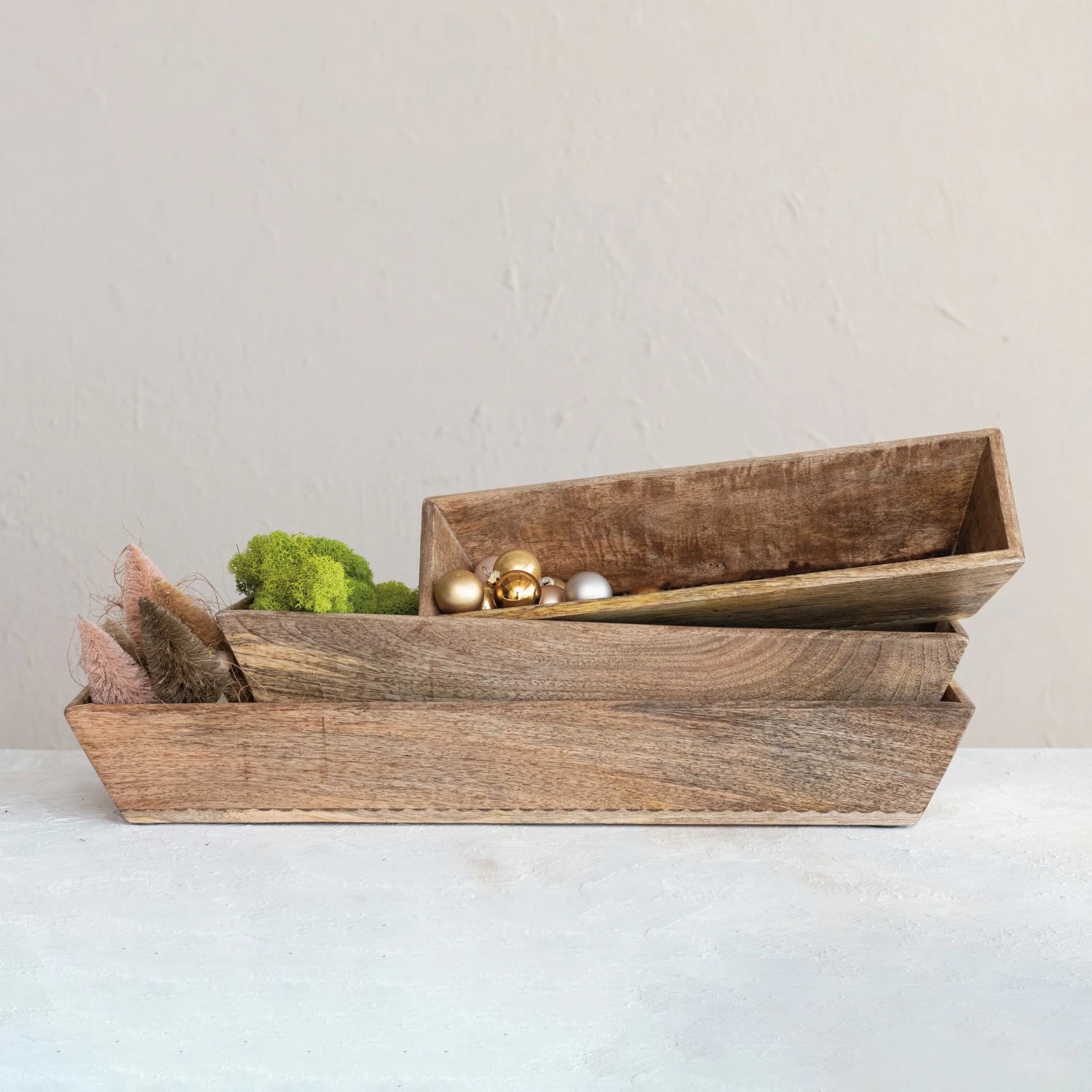 Hand-Carved Mango Wood Trugs - Thumbnail 2