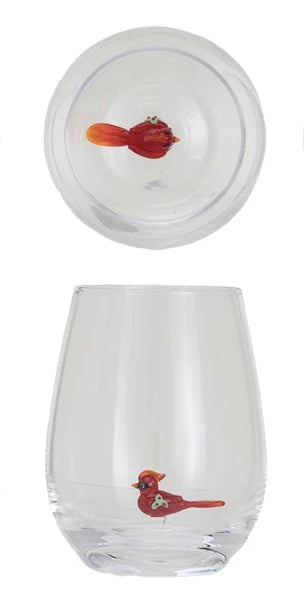 Stemless Wine Glass w/ Holiday Figure Inside, 8 Styles