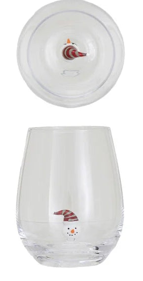 Stemless Wine Glass w/ Holiday Figure Inside, 8 Styles