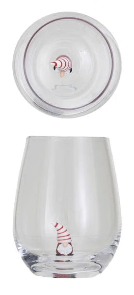 Stemless Wine Glass w/ Holiday Figure Inside, 8 Styles