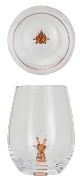 Stemless Wine Glass w/ Holiday Figure Inside, 8 Styles