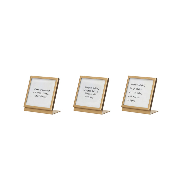 Small Metal & Glass Frame w/ Easel & Saying, 3 Styles