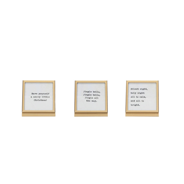 Small Metal & Glass Frame w/ Easel & Saying, 3 Styles