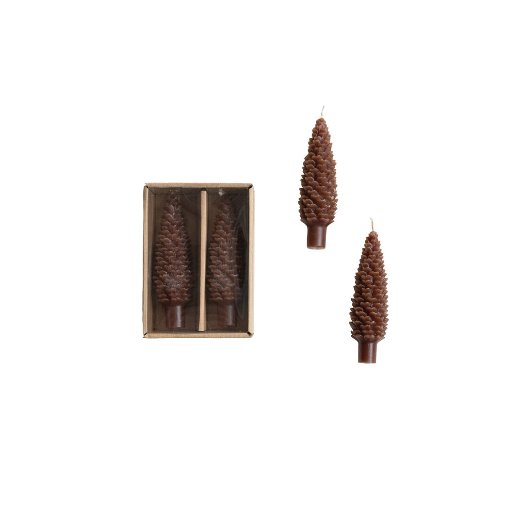 Pinecone Shaped Taper Candles, Set of 2