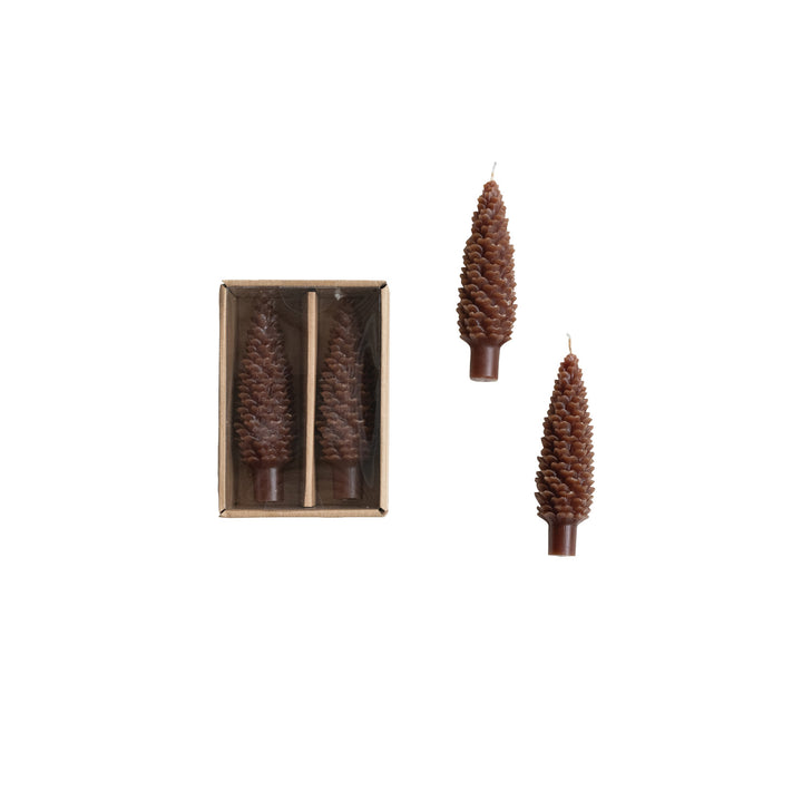 Pinecone Shaped Taper Candles, Set of 2