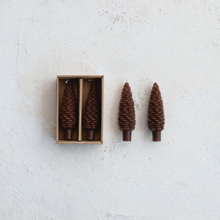 Pinecone Shaped Taper Candles, Set of 2
