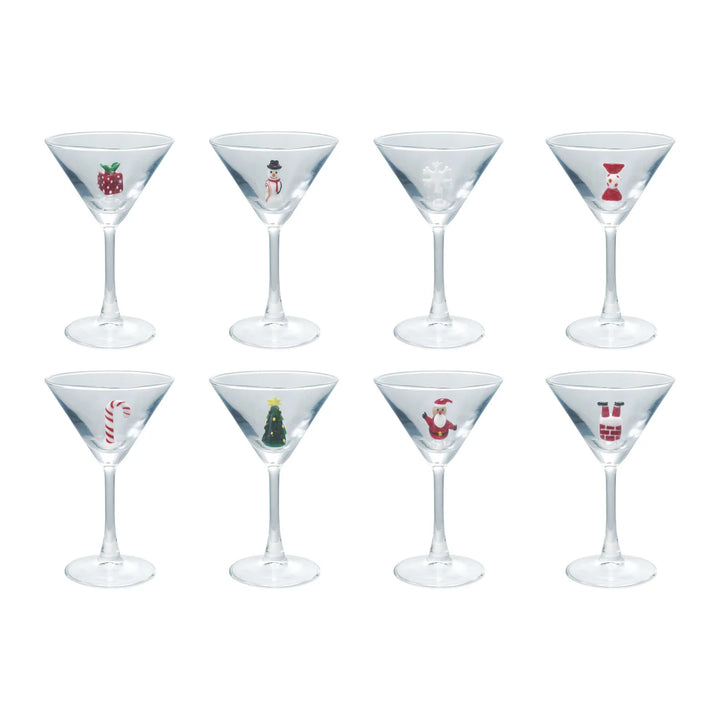 4 oz. Martini Glass with Hand-Blown Holiday Figure, 8 Styles