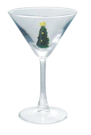 4 oz. Martini Glass with Hand-Blown Holiday Figure, 8 Styles