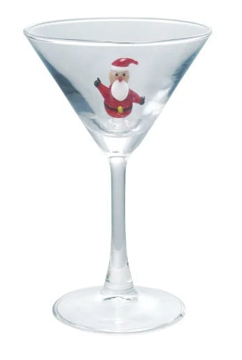 4 oz. Martini Glass with Hand-Blown Holiday Figure, 8 Styles