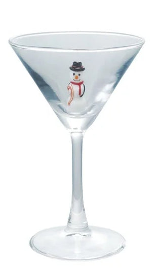 4 oz. Martini Glass with Hand-Blown Holiday Figure, 8 Styles