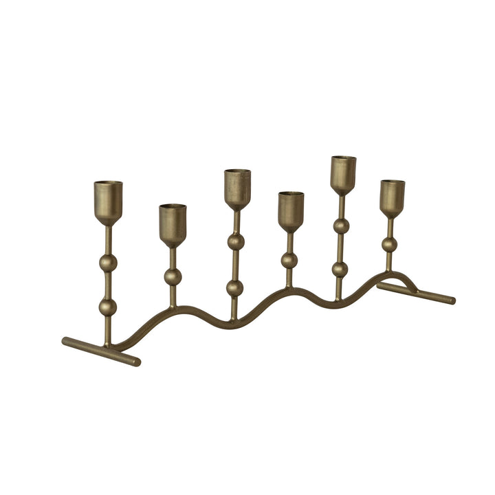 Hand-Forged Iron Candle Runner with Balls & Curved Base