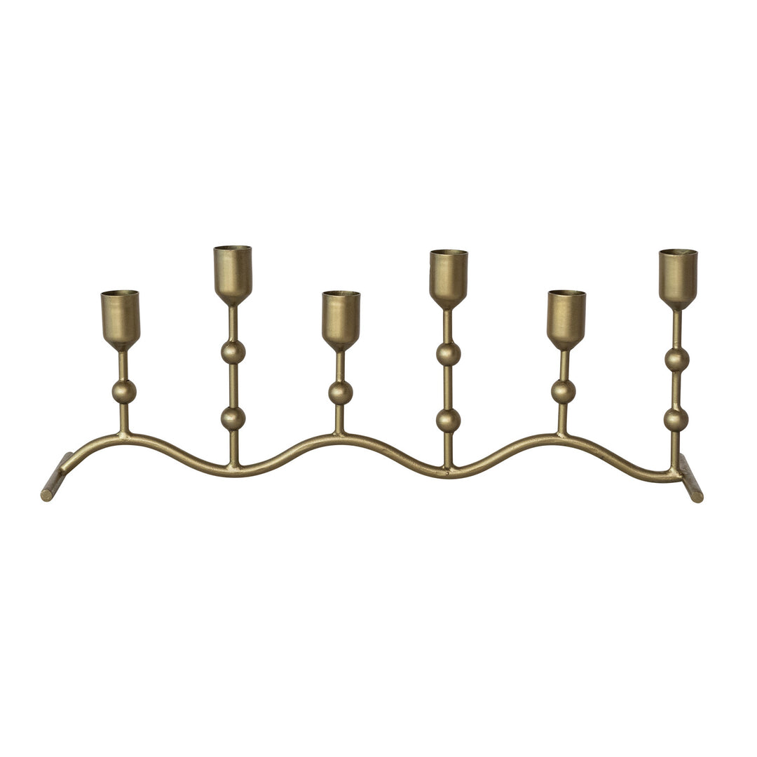 Hand-Forged Iron Candle Runner with Balls & Curved Base