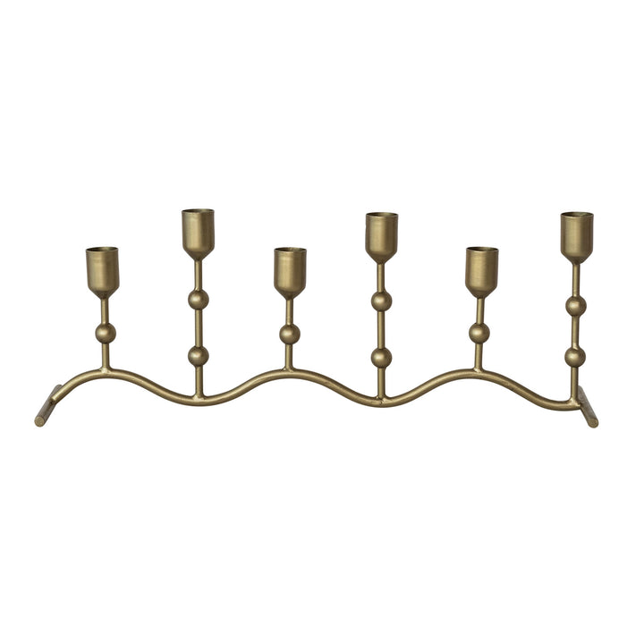 Hand-Forged Iron Candle Runner with Balls & Curved Base