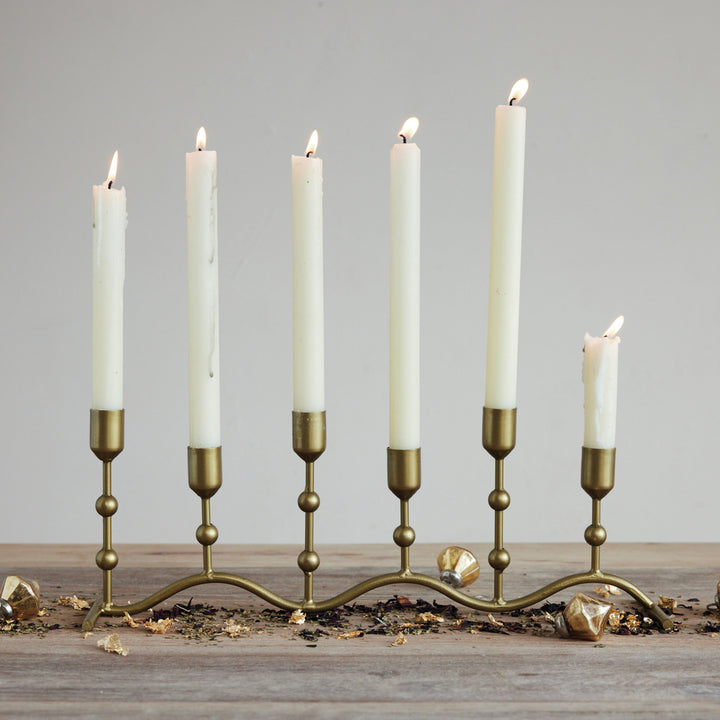 Hand-Forged Iron Candle Runner with Balls & Curved Base