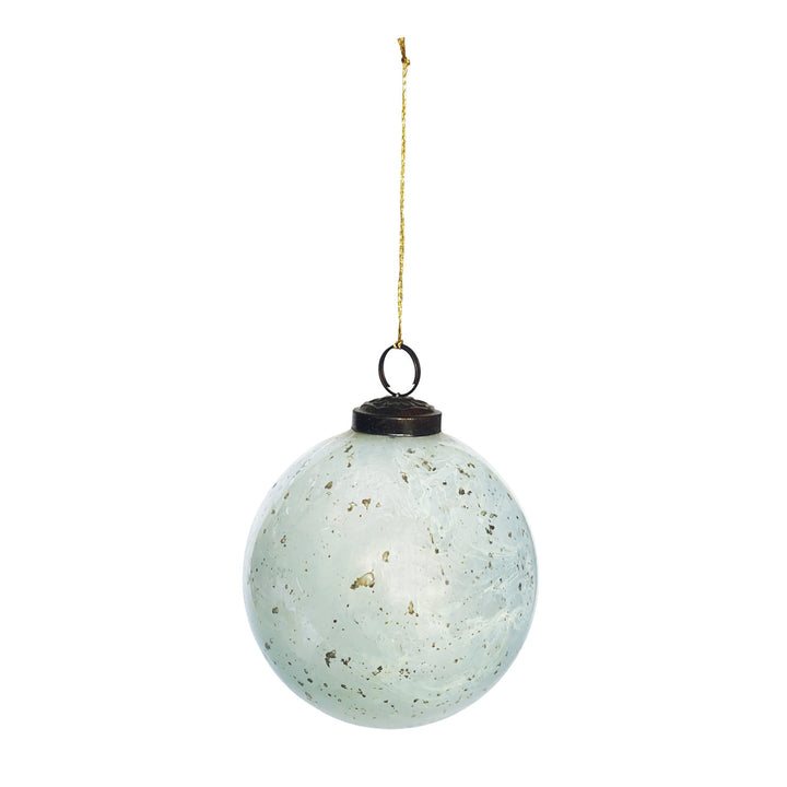 Seeded Glass Ball Ornament, Milky White