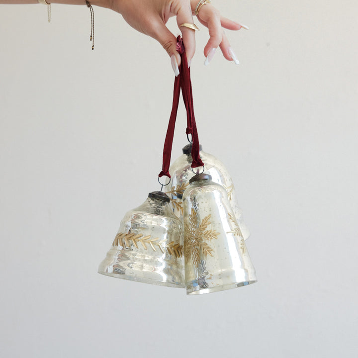 Etched Mercury Glass Bell Ornament