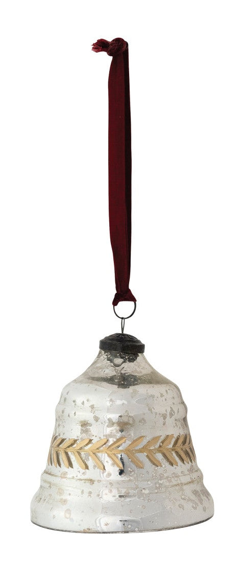 Etched Mercury Glass Bell Ornament