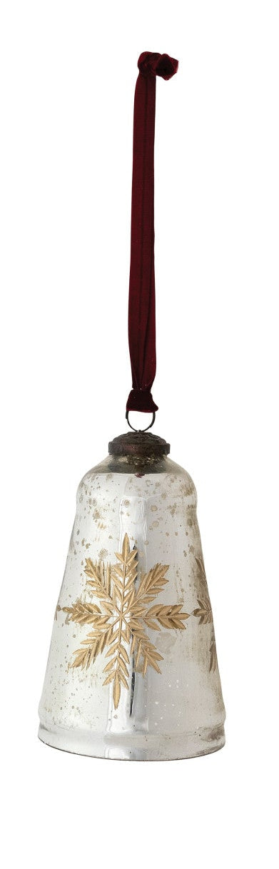 Etched Mercury Glass Bell Ornament