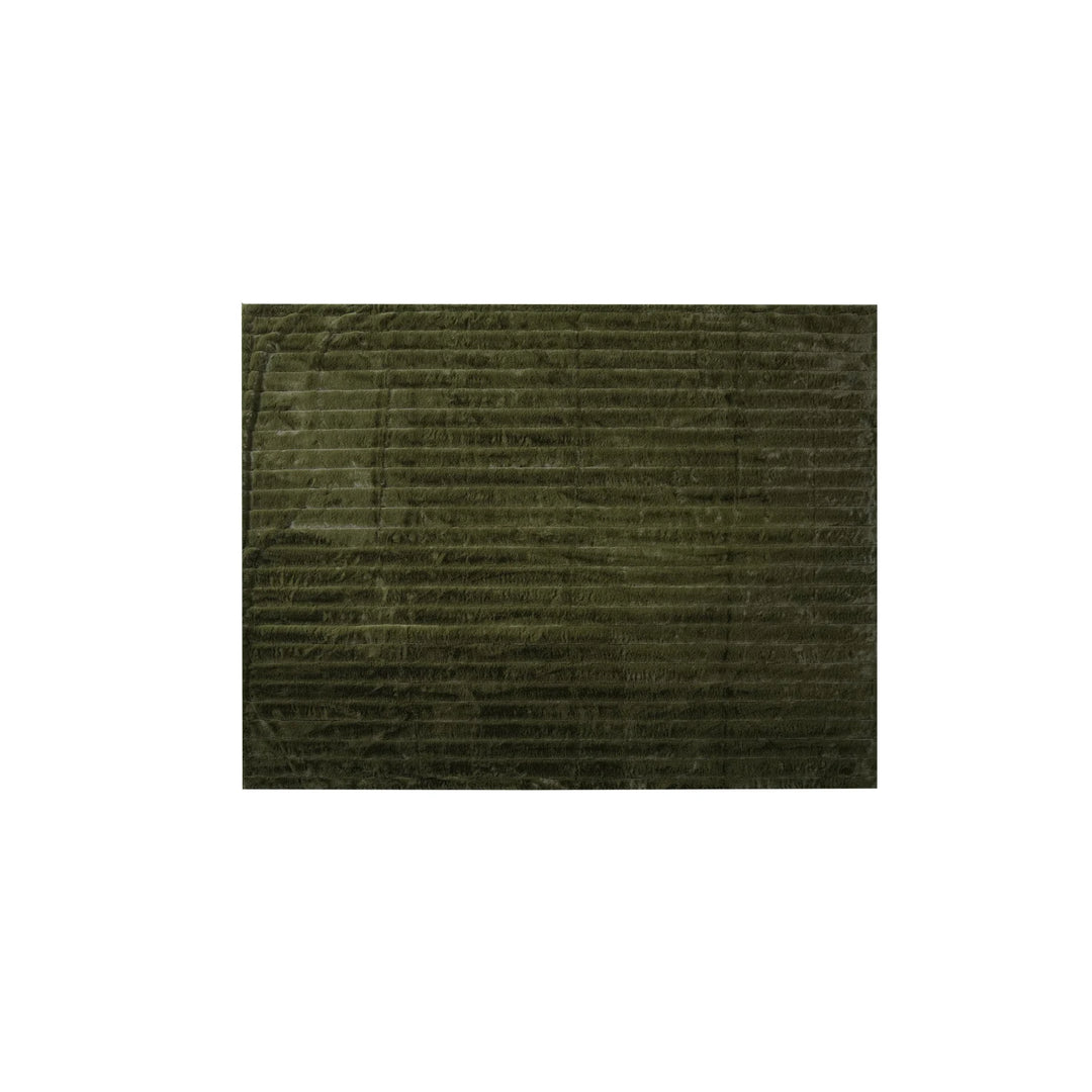 Faux Fur Ribbed Throw- Green