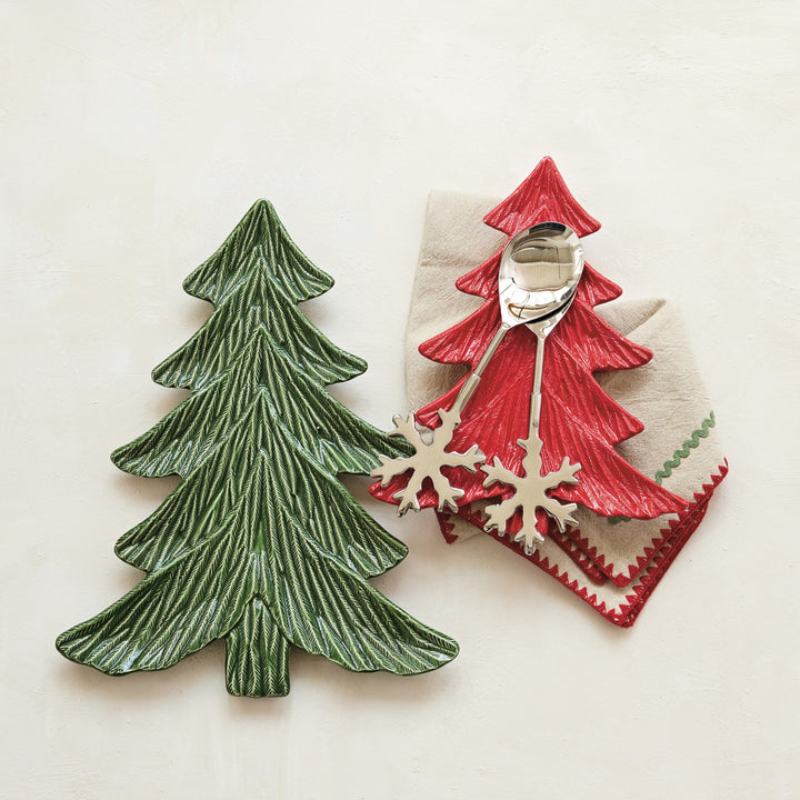 Ceramic Tree Shaped Platter, Green