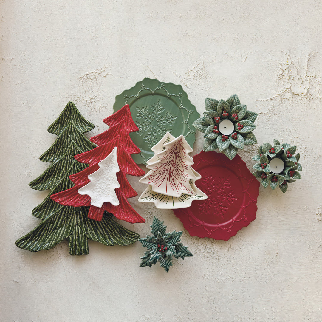 Ceramic Tree Shaped Platter, Green