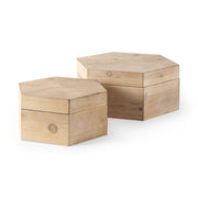 Elyse - Brown Wooden Hexagonal Box