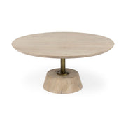 Gold Metal Pedestal Base Round Coffee Table