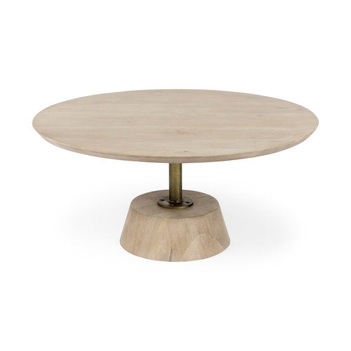 Gold Metal Pedestal Base Round Coffee Table