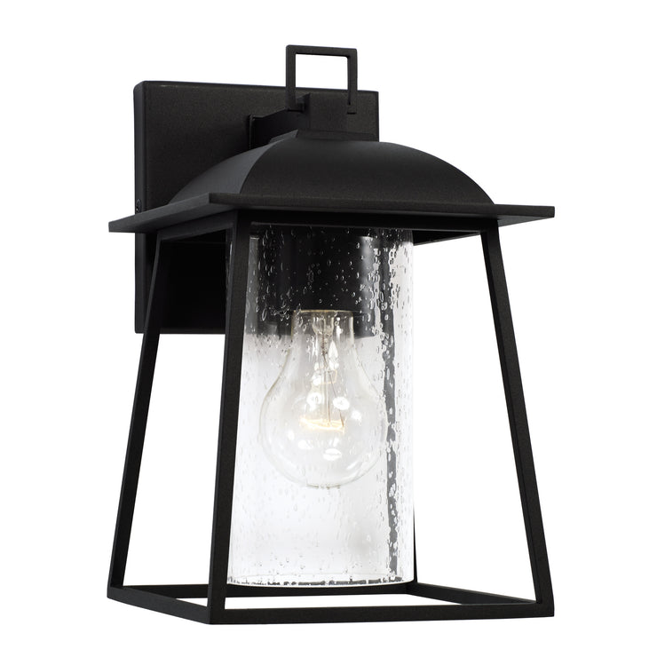 Durham 1-Light Outdoor Seeded Glass Wall Lantern (Black)