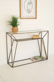 metal console with glass top