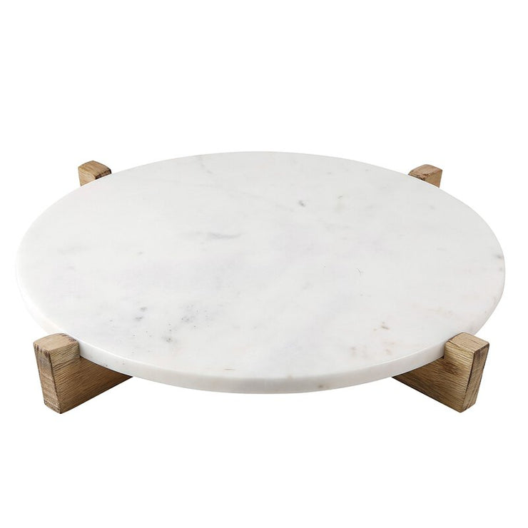 Marble Tray + Natural Mango Wood Stand