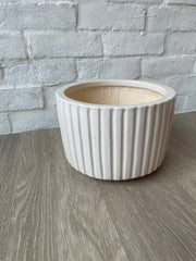White Glazed Ribbed Planter Pots
