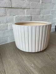 White Glazed Ribbed Planter Pots