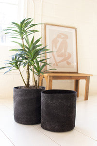 black cotton stone-washed baskets