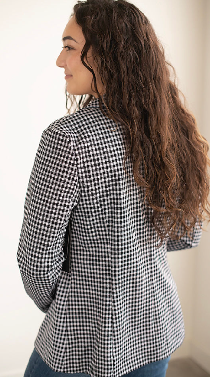 Gingham Fitted Blazer