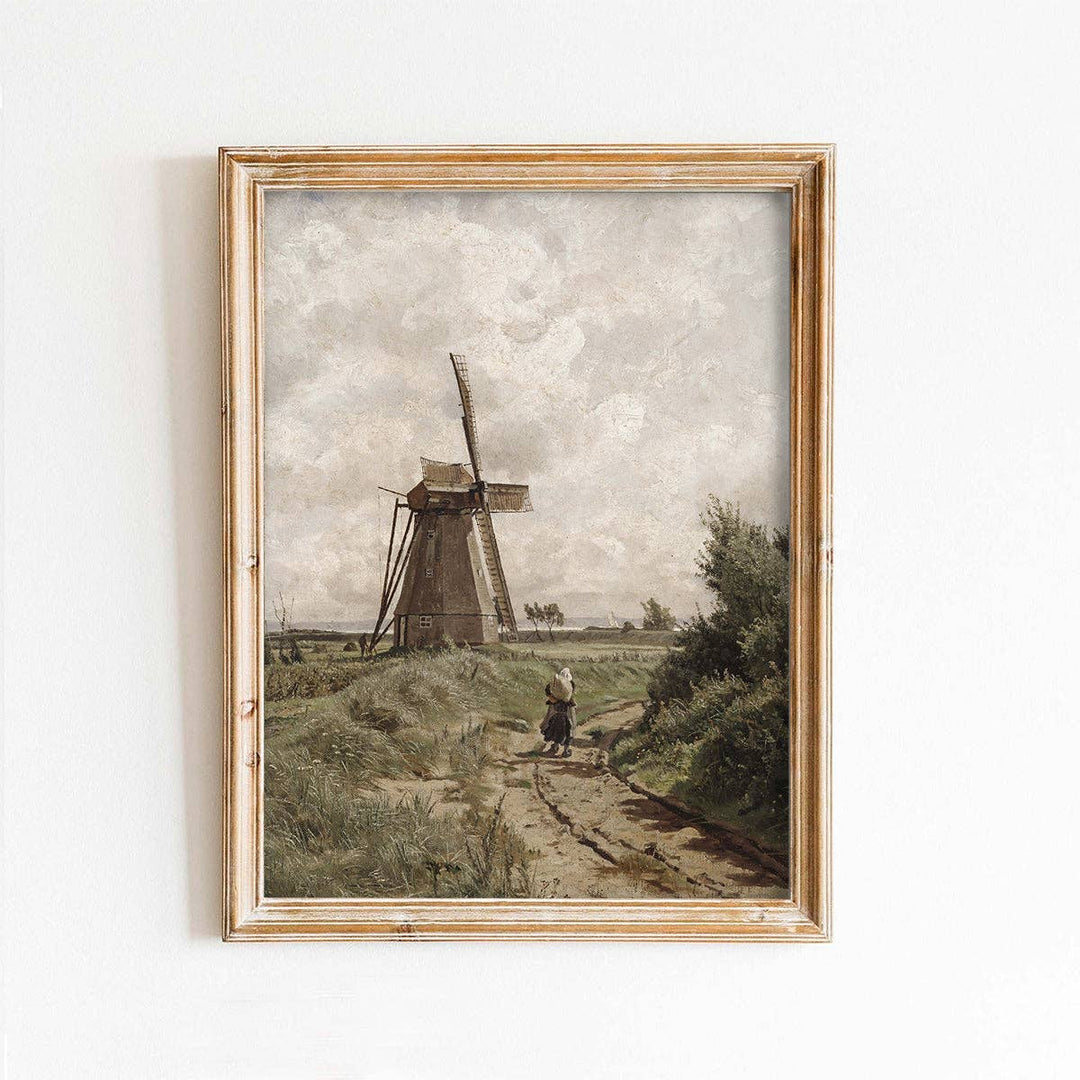 Windmill Vintage Art Print: 5x7