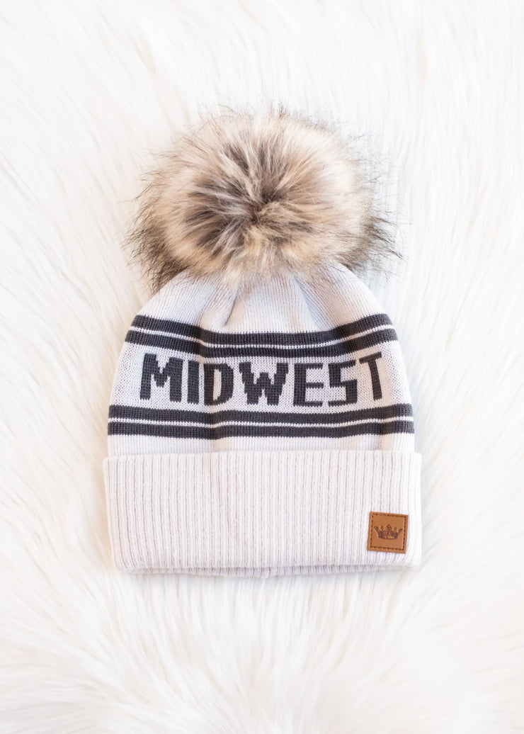 Taupe & Dark Grey Midwest Pom Hat