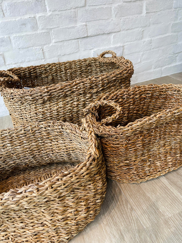 SeaGrass Oval Baskets With Cuff