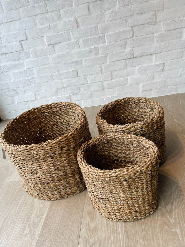 SeaGrass Round Baskets With Cuff
