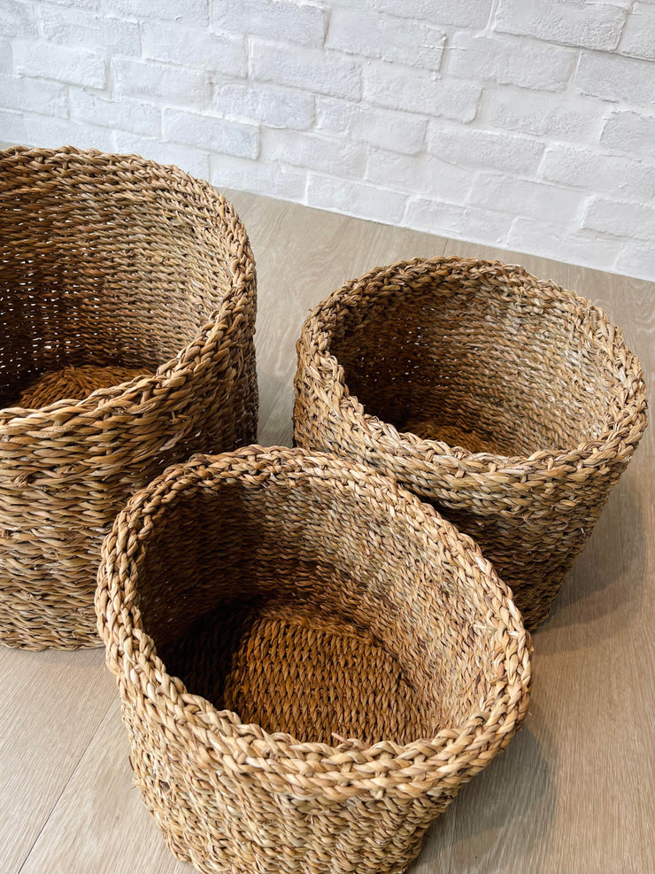 SeaGrass Round Baskets With Cuff