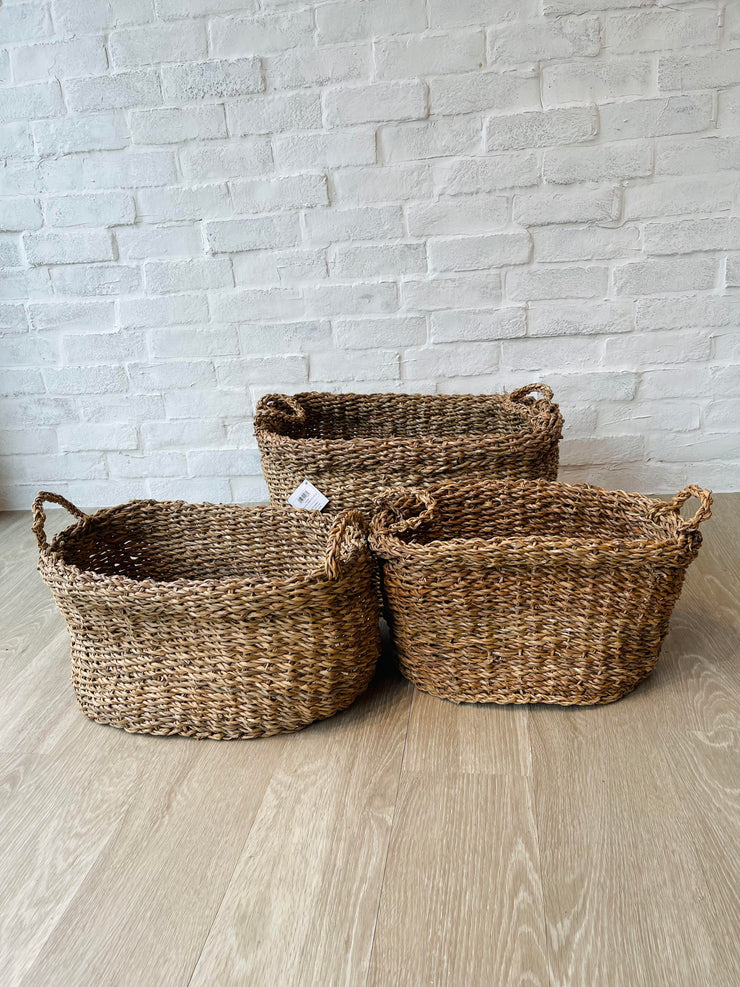 SeaGrass Oval Baskets With Cuff