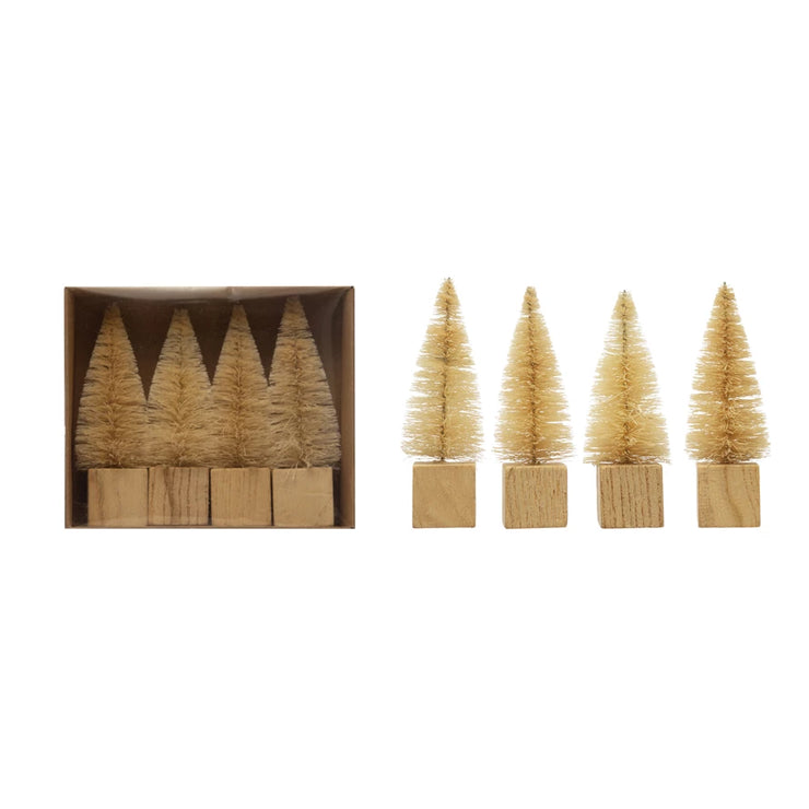 Sisal Bottle Brush Trees with Wood Bases